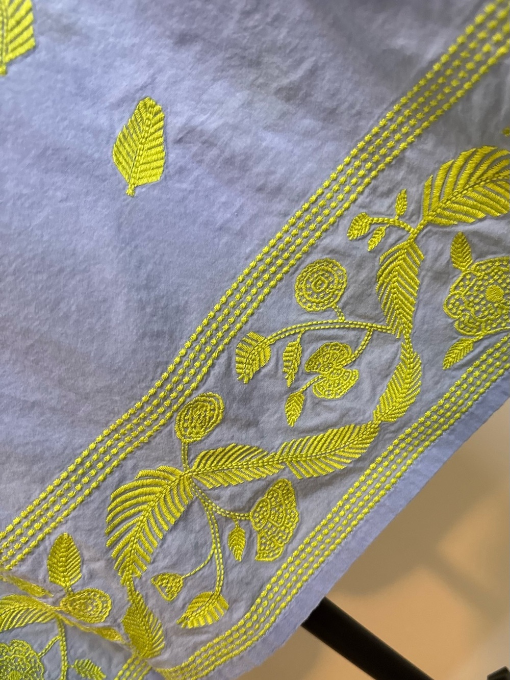 Gretchen Scott Women's Tank Shift Dress Light Blue with Lime Green Embroidery M - Picture 7 of 8